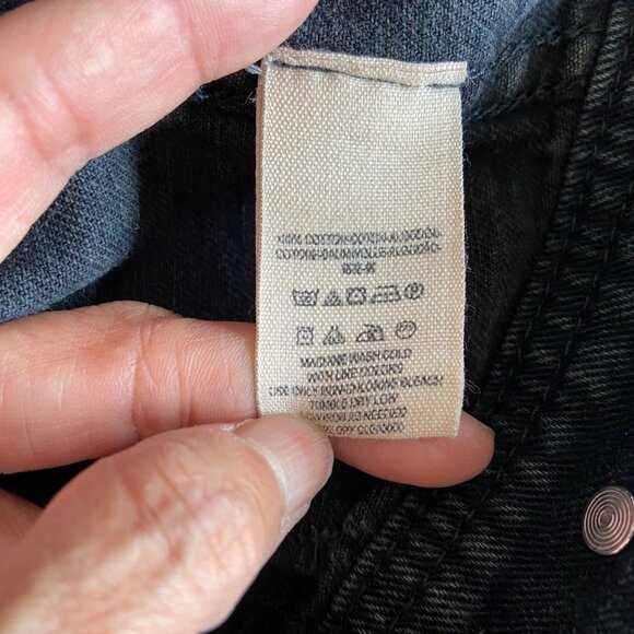 Free People Knit Denim Blend Jacket Buttons Closure Distressed Raw Edges Removab - Picture 4 of 4